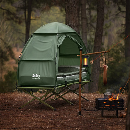 Telt med soveplads til camping, grøn