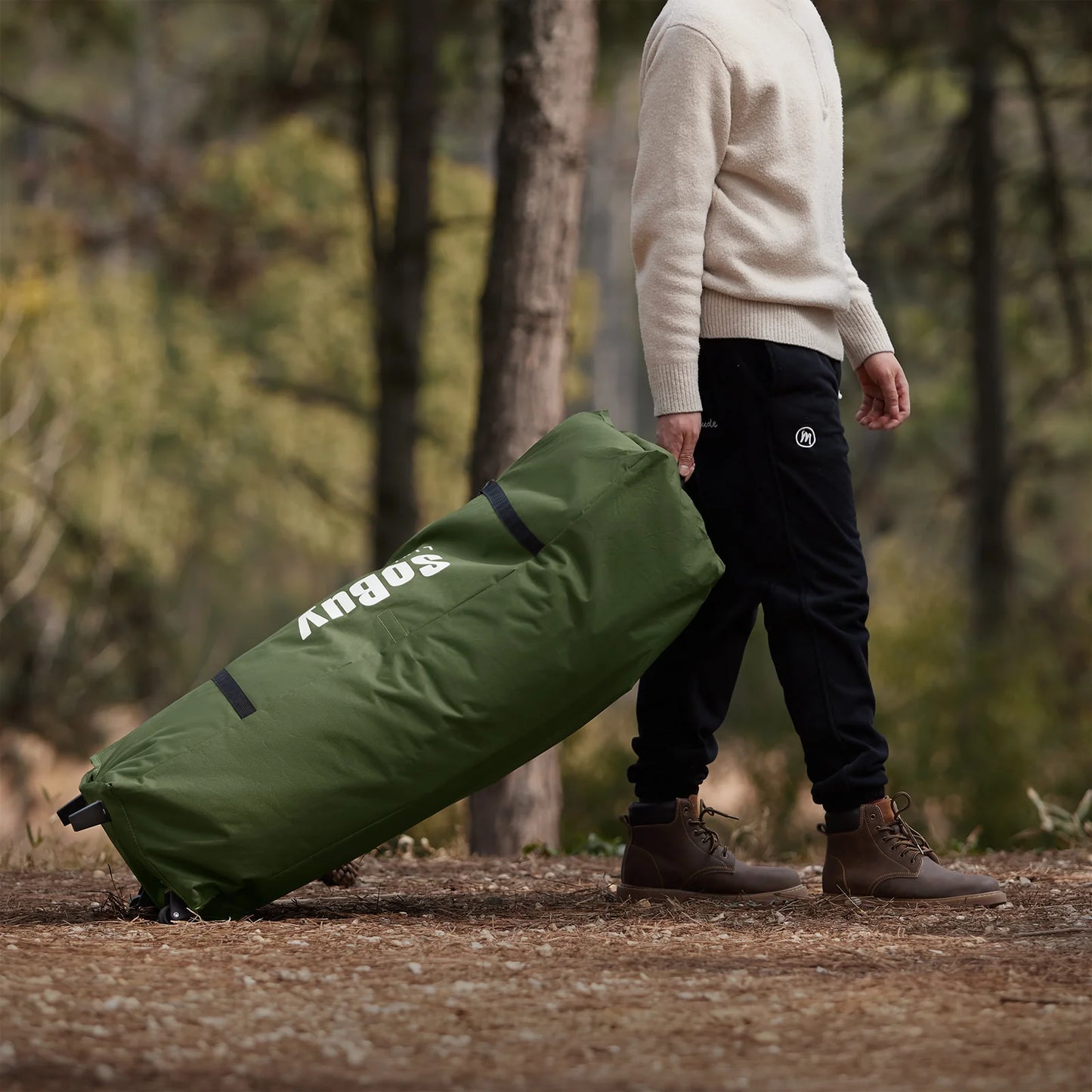 Telt med dobbelt soveplads til camping, grøn