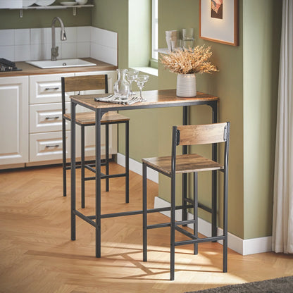 Højt køkkenbord med 2 stole, mørkebrunt