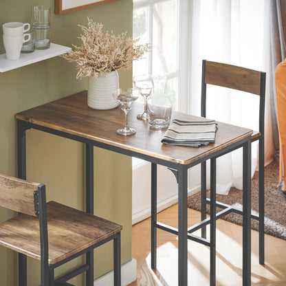 Højt køkkenbord med 2 stole, mørkebrunt