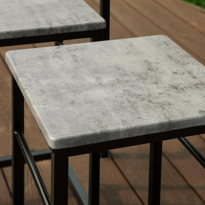 Højt bordsæt med 4 skamler, grå