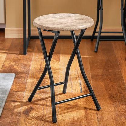 Bordsæt med 2 stole og sammenklappelig funktion, sandfarvet