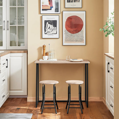 Bordsæt med 2 stole og sammenklappelig funktion, sandfarvet