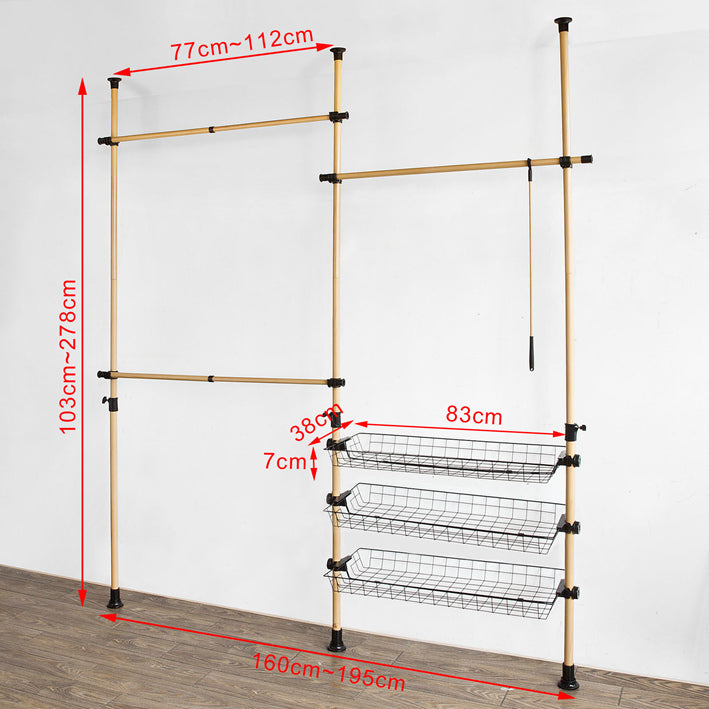 Åbent tøjstativ / walk-in modul, træ