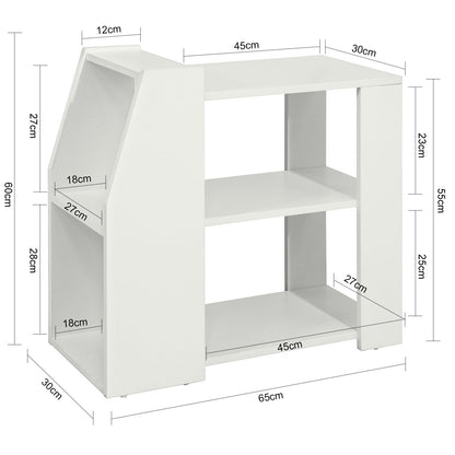 Sofabord / sidebord med 4 hylder, hvid