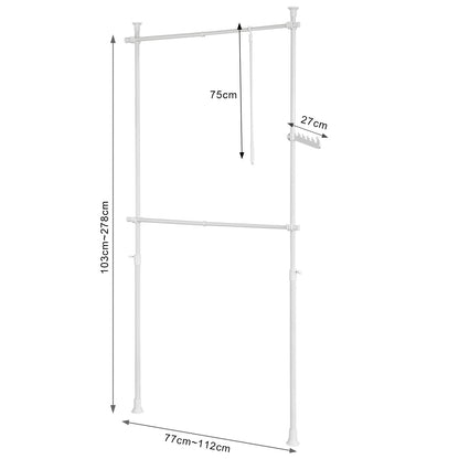 Teleskopisk tøjskinne / stativ, hvid