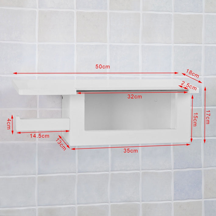 Toiletrulleholder med hylde (ophænges), hvid