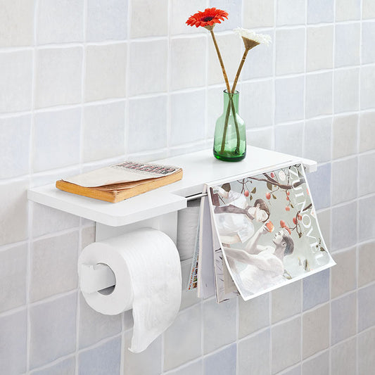 Toiletrulleholder med hylde (ophænges), hvid