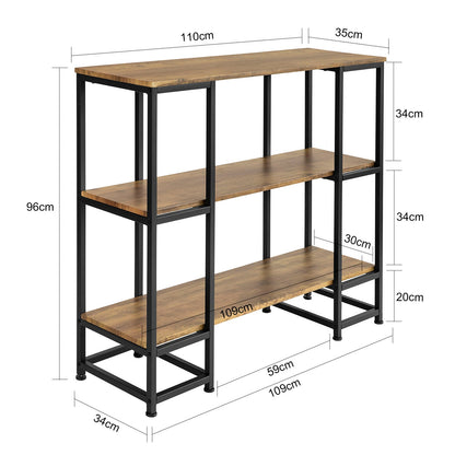 Konsolbord med 3 hylder, sort / brun