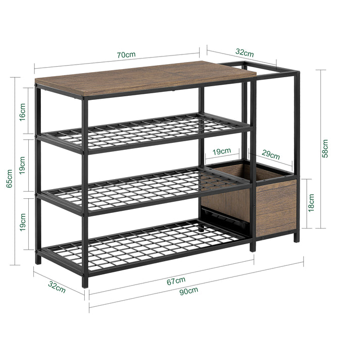 Skoreol med paraplyholder, sort / brun