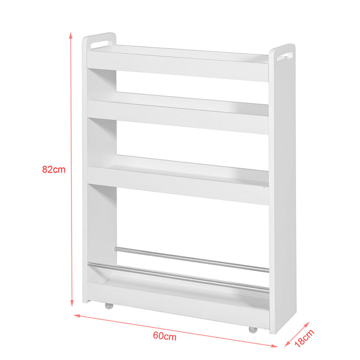 Køkkenhylde med hjul, hvid