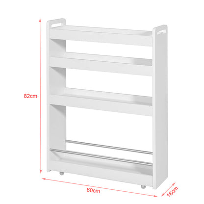 Køkkenhylde med hjul, hvid