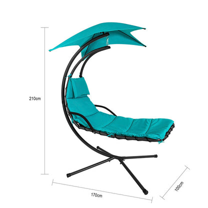 Gyngestol med pude og solskærm, lyseblå