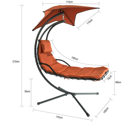 Gyngestol med pude og solskærm, orange