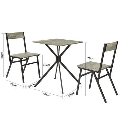 Cafebord med 2 stole, grå