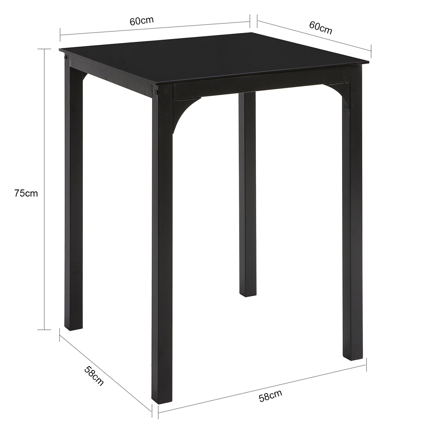 Enkelt og robust spisebord, sort